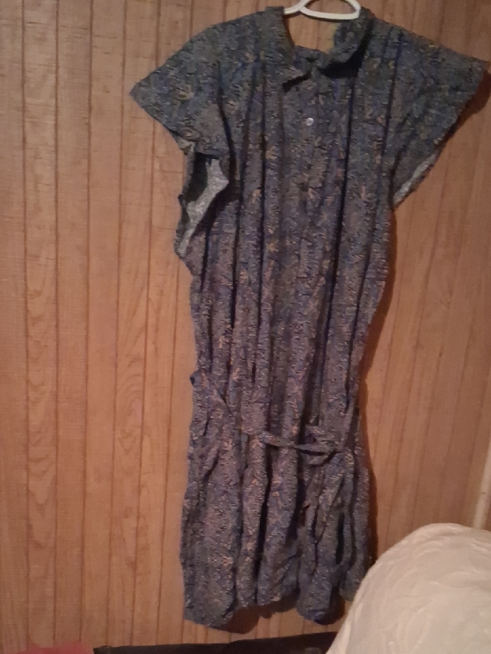 Terra & Sky Blue Paisley Midi Dress with Tie Waist